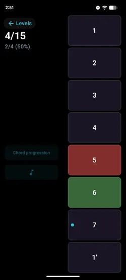 The Relative Pitch Ear Training in the Pitch Diagram app